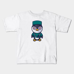 Cute penguin as a Doctor Kids T-Shirt